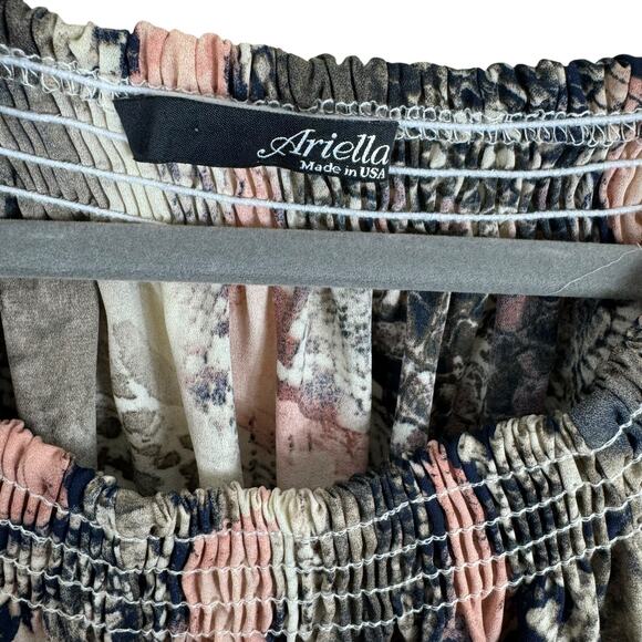 Ariella Colorful Snakeskin Print Balloon Sleeve Off Shoulder Top Made In USA L - Picture 4 of 5